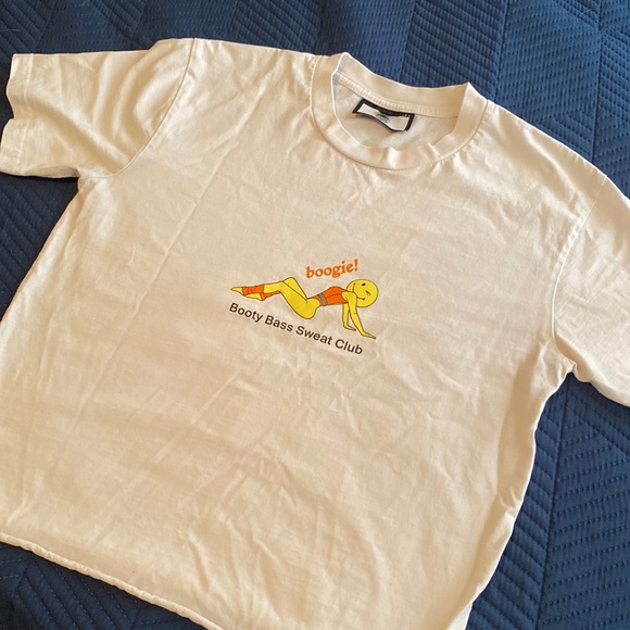 Unisex Cropped boogie bass sweat club white t-shirt - Picture 1 of 2
